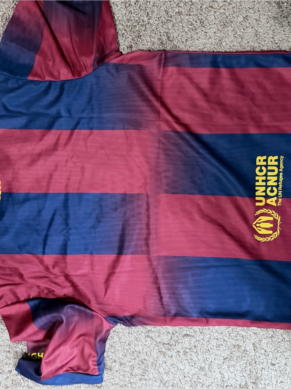 Nike Kids FC Barcelona Maroon & Navy Stripe Jersey with Yellow Accents - Picture 4 of 4